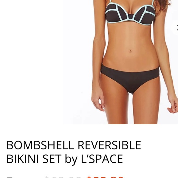 Bombshell Reversible Bikini by L Space, Black & Green, Removeable Strap, Sz Med - Picture 16 of 16